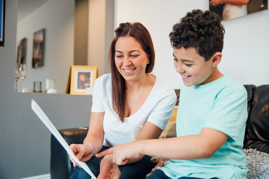 mother and son exploring homeschool options together